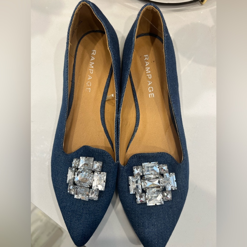Denim Jeweled Rampage Flats